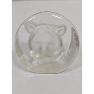 ZAJECAR Lead Crystal Bear Cub Clear Collectible Figurine 3.5" Yugoslavia